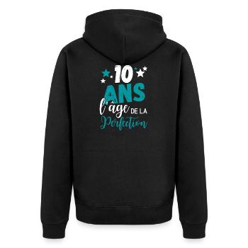 10 Jahre das Alter der perfektion humoristischen Geschenk - Unisex Premium Bio Zip Hoodie - Schwarz - Hinten - Nico (187cm)