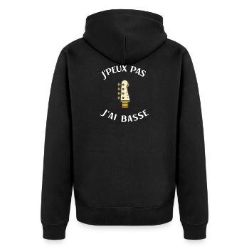 J'peux pas j'ai basse, cadeau humour bassiste - Veste à capuche bio Premium Unisexe - noir - Dos - Nico (187cm)