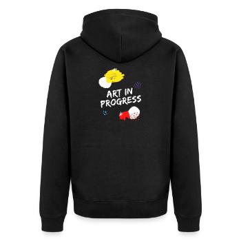 Art in Progress - Art Arte Kunst -001 - Unisex Premium Organic Zip Hoodie - black - Back - Nico (187cm)