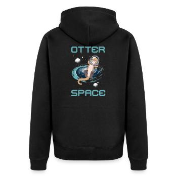 Otter Space Astronaut Lustiger Otter im Weltall - Unisex Premium Bio Zip Hoodie - Schwarz - Hinten - Nico (187cm)