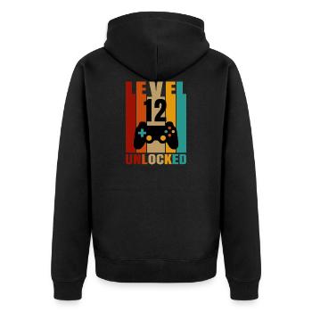 12. Geburtstag Gamer - Unisex Premium Bio Zip Hoodie - Schwarz - Hinten - Nico (187cm)