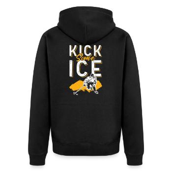 sport ice hockey eiskockey - Unisex Premium Bio Zip Hoodie - Schwarz - Hinten - Nico (187cm)