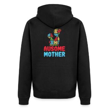 Ausome Mutter Mama Kinder Autismus Awareness - Unisex Premium Bio Zip Hoodie - Schwarz - Hinten - Nico (187cm)