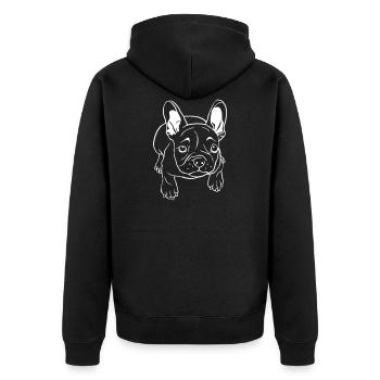 Bulldog français chiot - Veste à capuche bio Premium Unisexe - noir - Dos - Nico (187cm)