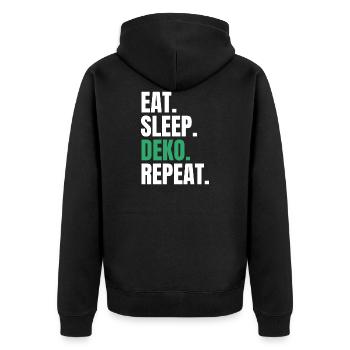 Eat Sleep Deko Repeat Dekorieren Deko - Unisex Premium Bio Zip Hoodie - Schwarz - Hinten - Nico (187cm)