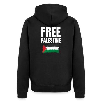 Free Palestine Freedom Freiheit Palestina - Unisex Premium Organic Zip Hoodie - black - Back - Nico (187cm)