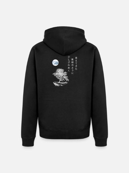 Japanese Haiku Poem Autumn Gift Tree Moon - Unisex Premium Organic Zip Hoodie - black
