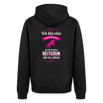 Isländer Islandpferd Pferd Reiterin Geschenk - Unisex Premium Bio Zip Hoodie - Schwarz - Hinten - Nico (187cm)