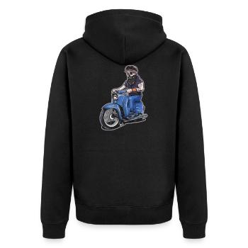 Zweitackt forever - Unisex Premium Bio Zip Hoodie - Schwarz - Hinten - Nico (187cm)