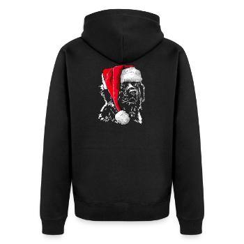 Santa LEONBERGER Christmas Dogs Dog Wilsigns - Unisex Premium Organic Zip Hoodie - black - Back - Nico (187cm)