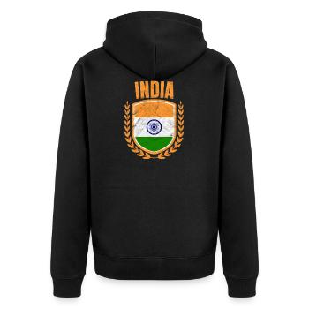 Indien - Unisex Premium Bio Zip Hoodie - Schwarz - Hinten - Nico (187cm)