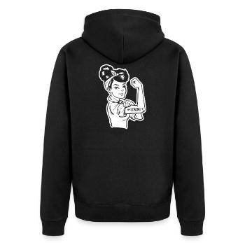 Saying, strong women Mum, Granny, Sister Quote - Unisex Premium Organic Zip Hoodie - black - Back - Nico (187cm)
