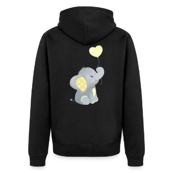 Baby Elephant Funny Sweet T-shirt Gift Idea - Unisex Premium Organic Zip Hoodie - black - Back - Nico (187cm)