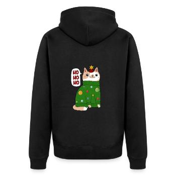 Chat en pull de Noël - Veste à capuche bio Premium Unisexe - noir - Dos - Nico (187cm)