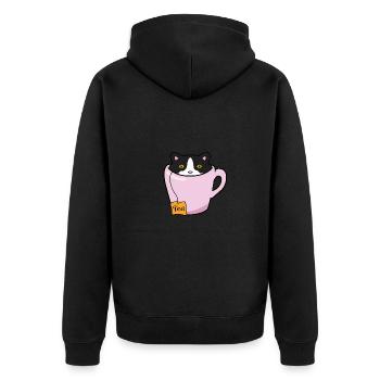 Chat de thé mignon - Veste à capuche bio Premium Unisexe - noir - Dos - Nico (187cm)