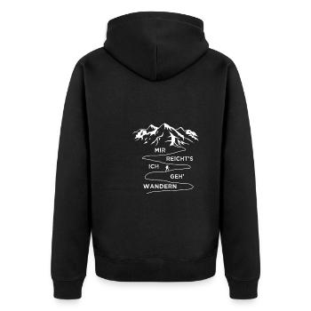 Mir Reicht's Wandern Lustiger Wander Spruch Berge - Unisex Premium Bio Zip Hoodie - Schwarz - Hinten - Nico (187cm)