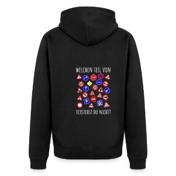 Verkehrsschilder Schilder Führerschein Fahrschule - Unisex Premium Bio Zip Hoodie - Schwarz - Hinten - Nico (187cm)
