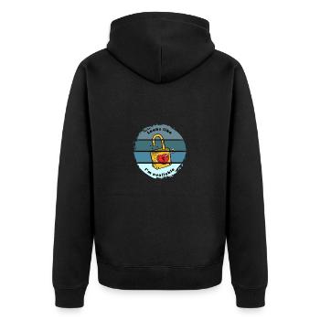 Sieht so aus, als wäre ich verfügbar - Unisex Premium Bio Zip Hoodie - Schwarz - Hinten - Nico (187cm)