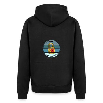 Hoppla, ich bin schon vergeben - Unisex Premium Bio Zip Hoodie - Schwarz - Hinten - Nico (187cm)