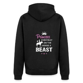 Princess Everyday Beast Reiterin Pferde Spruch - Unisex Premium Bio Zip Hoodie - Schwarz - Hinten - Nico (187cm)