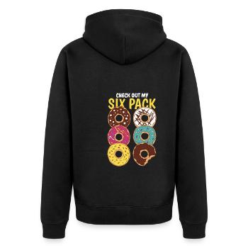 Check Out My Six Pack Donut Saying Donuts Sixpack - Unisex Premium Organic Zip Hoodie - black - Back - Nico (187cm)