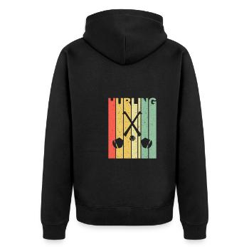 Hurling Gaelic Football Schläger Irish Team - Unisex Premium Bio Zip Hoodie - Schwarz - Hinten - Nico (187cm)