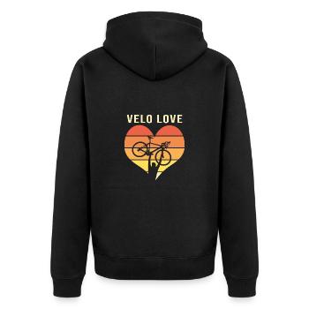 Velolove Velo Love I love cycling - Unisex Premium Organic Zip Hoodie - black - Back - Nico (187cm)