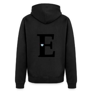 Buchstabe E Anfangsbuchstabe - Unisex Premium Bio Zip Hoodie - Schwarz - Hinten - Nico (187cm)