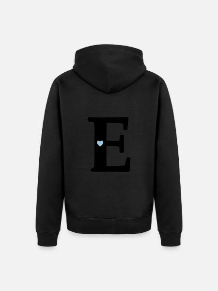 Bokstav E initial - Premium økologisk unisex-hettejakke - svart