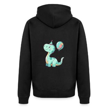 dinosaure brontosaure anniversaire bébé - Veste à capuche bio Premium Unisexe - noir - Dos - Nico (187cm)