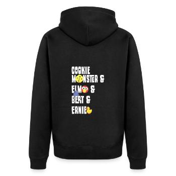 Sesame Street Cookie Monster, Elmo, Bert, Ernie - Unisex Premium Organic Zip Hoodie - black - Back - Nico (187cm)