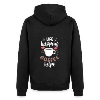 Coffee Lovers Morning Grouch early risers Drinking - Unisex Premium Organic Zip Hoodie - black - Back - Nico (187cm)