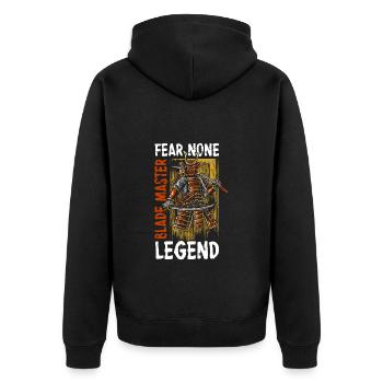 Krieger Kendo Geek Fechten - Unisex Premium Bio Zip Hoodie - Schwarz - Hinten - Nico (187cm)