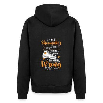 Schuster Job Sohle - Unisex Premium Bio Zip Hoodie - Schwarz - Hinten - Nico (187cm)