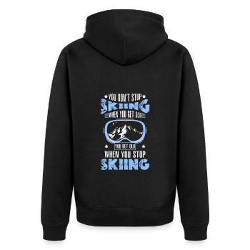 Wintersport Alpen Schnee Hobby - Unisex Premium Bio Zip Hoodie - Schwarz - Hinten - Nico (187cm)