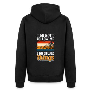Sports Snow Winter sports Wooden sledges - Unisex Premium Organic Zip Hoodie - black - Back - Nico (187cm)