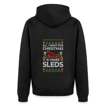 Tobogganing Winter Holiday Slope - Unisex Premium Organic Zip Hoodie - black - Back - Nico (187cm)