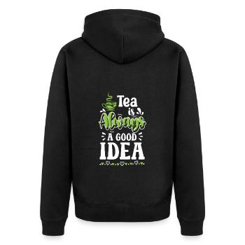 Teacup Grand-mère Thé vert - Veste à capuche bio Premium Unisexe - noir - Dos - Nico (187cm)