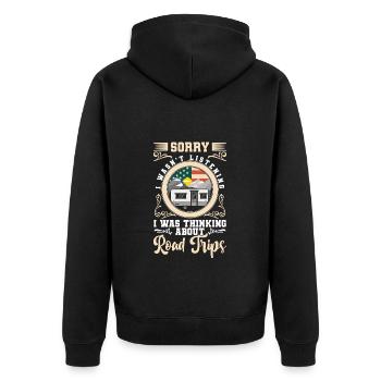 Adventure Excursion Experience Freedom - Unisex Premium Organic Zip Hoodie - black - Back - Nico (187cm)