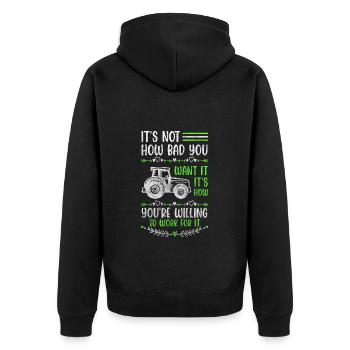 Farmer Farmer Tractor Vegetable Gardener - Unisex Premium Organic Zip Hoodie - black - Back - Nico (187cm)