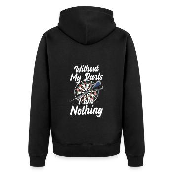 Dart Dartboard Bullseye Spiel - Unisex Premium Bio Zip Hoodie - Schwarz - Hinten - Nico (187cm)