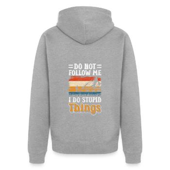 Rodeln Winter Skiurlaub Eis - Unisex Premium Bio Zip Hoodie - Grau meliert - Hinten - Nico (187cm)