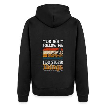 Rodeln Winter Skiurlaub Eis - Unisex Premium Bio Zip Hoodie - Schwarz - Hinten - Nico (187cm)