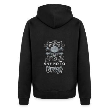 Entzug Abhängigkeit Gesundheit Sauber - Unisex Premium Bio Zip Hoodie - Schwarz - Hinten - Nico (187cm)