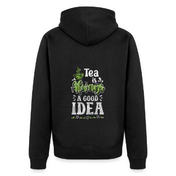 Tea Cozy Teacup Teapot - Unisex Premium Organic Zip Hoodie - black - Back - Nico (187cm)