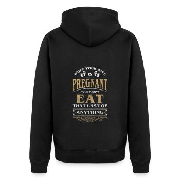 Baby Baby Bump Heart Belly - Unisex Premium Organic Zip Hoodie - black - Back - Nico (187cm)