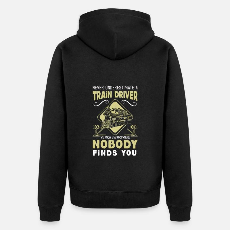 Zugführer Lok Schaffner - Unisex Premium Bio Zip Hoodie - Schwarz