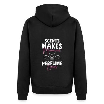 Parfum Parfümerie Parfümflasche - Unisex Premium Bio Zip Hoodie - Schwarz - Hinten - Nico (187cm)