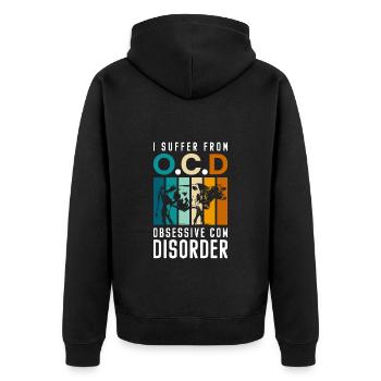 Kühe Kuhflecken Vieh Tierliebe - Unisex Premium Bio Zip Hoodie - Schwarz - Hinten - Nico (187cm)