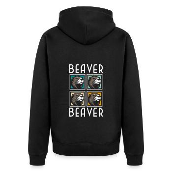 Beaver Dam Animal Welfare Wood - Unisex Premium Organic Zip Hoodie - black - Back - Nico (187cm)